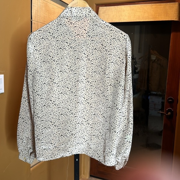 Vintage Schrader Sport New York Champagne with Black Spots Blouse Size 10 - Picture 7 of 8